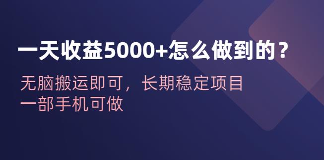 一天收益5000+怎么做到的？无脑搬运即可，长期稳定项目，一部手机可做【揭秘】瀚萌资源网-网赚网-网赚项目网-虚拟资源网-国学资源网-易学资源网-本站有全网最新网赚项目-易学课程资源-中医课程资源的在线下载网站！瀚萌资源网