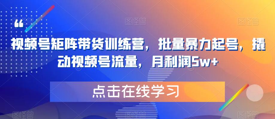 视频号矩阵带货训练营，批量暴力起号，撬动视频号流量，月利润5w+瀚萌资源网-网赚网-网赚项目网-虚拟资源网-国学资源网-易学资源网-本站有全网最新网赚项目-易学课程资源-中医课程资源的在线下载网站！瀚萌资源网