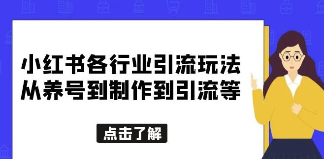 小红书各行业引流玩法，从养号到制作到引流等，一条龙分享给你【揭秘】瀚萌资源网-网赚网-网赚项目网-虚拟资源网-国学资源网-易学资源网-本站有全网最新网赚项目-易学课程资源-中医课程资源的在线下载网站！瀚萌资源网