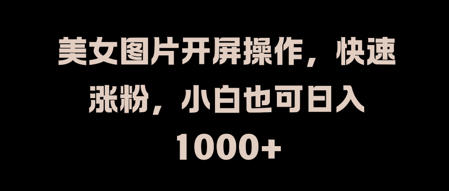 美女图片开屏操作，快速涨粉，小白也可日入1000+瀚萌资源网-网赚网-网赚项目网-虚拟资源网-国学资源网-易学资源网-本站有全网最新网赚项目-易学课程资源-中医课程资源的在线下载网站！瀚萌资源网