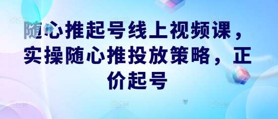 随心推起号线上视频课，实操随心推投放策略，正价起号瀚萌资源网-网赚网-网赚项目网-虚拟资源网-国学资源网-易学资源网-本站有全网最新网赚项目-易学课程资源-中医课程资源的在线下载网站！瀚萌资源网