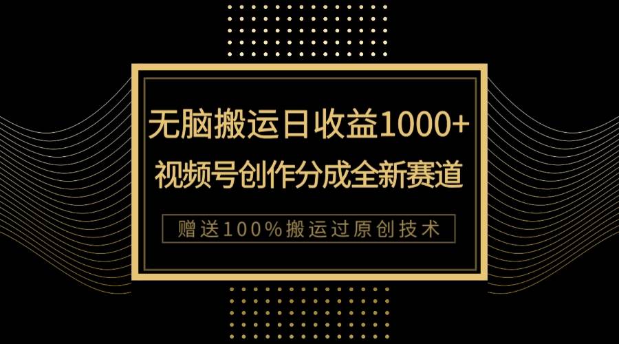 （7736期）单日收益1000+，新类目新赛道，视频号创作分成无脑搬运100%上热门瀚萌资源网-网赚网-网赚项目网-虚拟资源网-国学资源网-易学资源网-本站有全网最新网赚项目-易学课程资源-中医课程资源的在线下载网站！瀚萌资源网