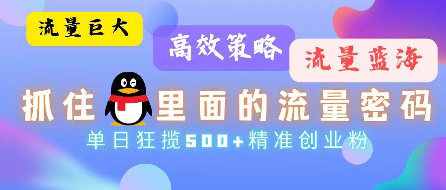 （13068期）流量蓝海，抓住QQ里面的流量密码！高效策略，单日狂揽500+精准创业粉-瀚萌资源网-网赚网-网赚项目网-虚拟资源网-国学资源网-易学资源网-本站有全网最新网赚项目-易学课程资源-中医课程资源的在线下载网站！瀚萌资源网