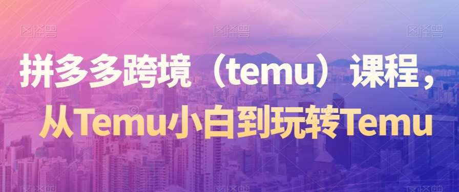 拼多多跨境（temu）课程，从Temu小白到玩转Temu瀚萌资源网-网赚网-网赚项目网-虚拟资源网-国学资源网-易学资源网-本站有全网最新网赚项目-易学课程资源-中医课程资源的在线下载网站！瀚萌资源网