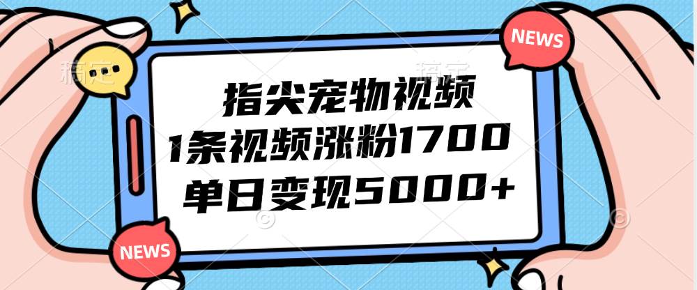 （12549期）指尖宠物视频，1条视频涨粉1700，单日变现5000+-瀚萌资源网-网赚网-网赚项目网-虚拟资源网-国学资源网-易学资源网-本站有全网最新网赚项目-易学课程资源-中医课程资源的在线下载网站！瀚萌资源网