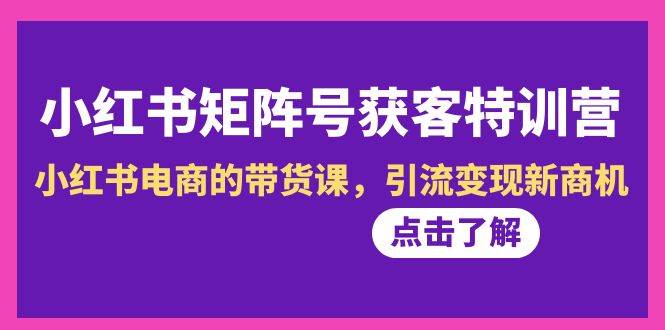 （8909期）小红书-矩阵号获客特训营-第10期，小红书电商的带货课，引流变现新商机瀚萌资源网-网赚网-网赚项目网-虚拟资源网-国学资源网-易学资源网-本站有全网最新网赚项目-易学课程资源-中医课程资源的在线下载网站！瀚萌资源网