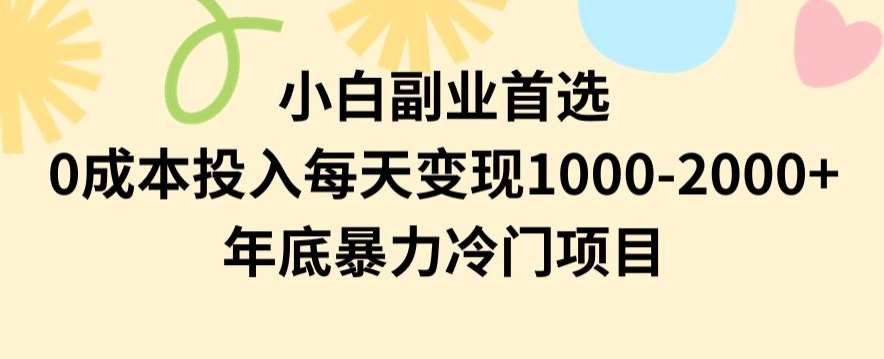 小白副业首选，0成本投入，每天变现1000-2000年底暴力冷门项目【揭秘】瀚萌资源网-网赚网-网赚项目网-虚拟资源网-国学资源网-易学资源网-本站有全网最新网赚项目-易学课程资源-中医课程资源的在线下载网站！瀚萌资源网