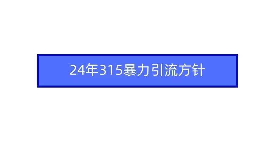 （9398期）2024年315暴力引流方针瀚萌资源网-网赚网-网赚项目网-虚拟资源网-国学资源网-易学资源网-本站有全网最新网赚项目-易学课程资源-中医课程资源的在线下载网站！瀚萌资源网