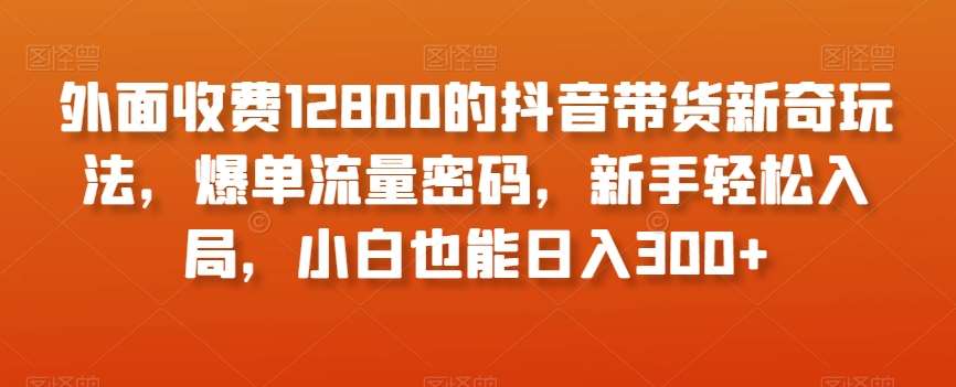 外面收费12800的抖音带货新奇玩法，爆单流量密码，新手轻松入局，小白也能日入300+【揭秘】瀚萌资源网-网赚网-网赚项目网-虚拟资源网-国学资源网-易学资源网-本站有全网最新网赚项目-易学课程资源-中医课程资源的在线下载网站！瀚萌资源网