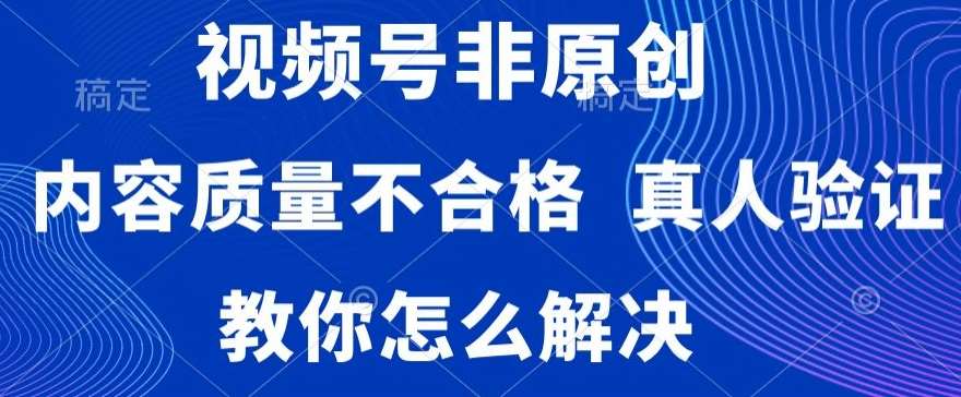 视频号非原创，内容质量不合格，真人验证，违规怎么解决【揭秘】瀚萌资源网-网赚网-网赚项目网-虚拟资源网-国学资源网-易学资源网-本站有全网最新网赚项目-易学课程资源-中医课程资源的在线下载网站！瀚萌资源网