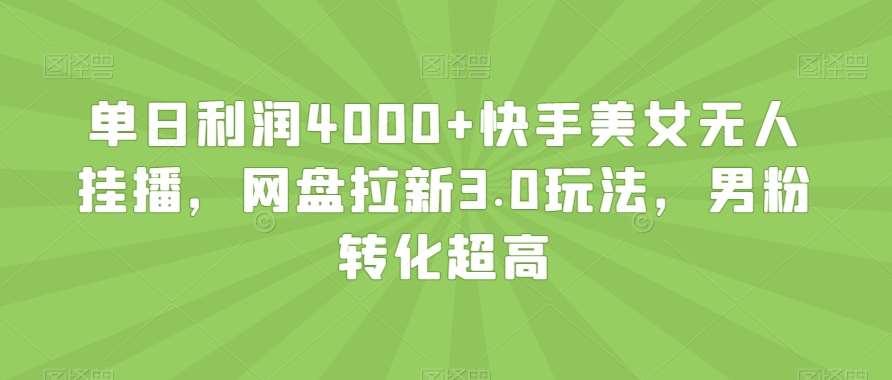 单日利润4000+快手美女无人挂播，网盘拉新3.0玩法，男粉转化超高【揭秘】瀚萌资源网-网赚网-网赚项目网-虚拟资源网-国学资源网-易学资源网-本站有全网最新网赚项目-易学课程资源-中医课程资源的在线下载网站！瀚萌资源网