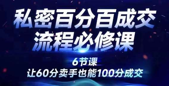 私密百分百成交流程线上训练营，绝对成交，让60分卖手也能100分成交瀚萌资源网-网赚网-网赚项目网-虚拟资源网-国学资源网-易学资源网-本站有全网最新网赚项目-易学课程资源-中医课程资源的在线下载网站！瀚萌资源网