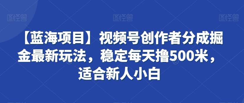 【蓝海项目】视频号创作者分成掘金最新玩法，稳定每天撸500米，适合新人小白【揭秘】瀚萌资源网-网赚网-网赚项目网-虚拟资源网-国学资源网-易学资源网-本站有全网最新网赚项目-易学课程资源-中医课程资源的在线下载网站！瀚萌资源网