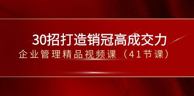 （8477期）30招-打造销冠高成交力-企业管理精品视频课（41节课）瀚萌资源网-网赚网-网赚项目网-虚拟资源网-国学资源网-易学资源网-本站有全网最新网赚项目-易学课程资源-中医课程资源的在线下载网站！瀚萌资源网