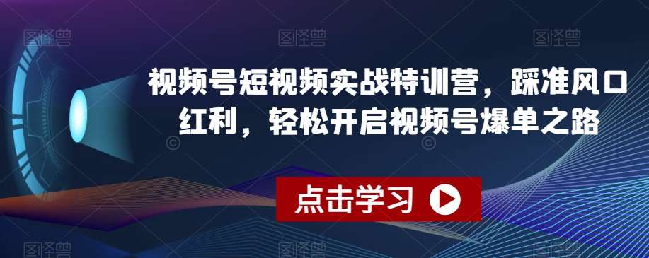 视频号短视频实战特训营，踩准风口红利，轻松开启视频号爆单之路瀚萌资源网-网赚网-网赚项目网-虚拟资源网-国学资源网-易学资源网-本站有全网最新网赚项目-易学课程资源-中医课程资源的在线下载网站！瀚萌资源网