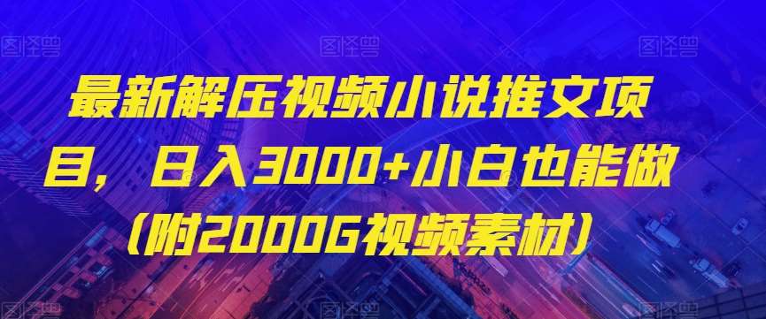 最新解压视频小说推文项目，日入3000+小白也能做（附2000G视频素材）【揭秘】瀚萌资源网-网赚网-网赚项目网-虚拟资源网-国学资源网-易学资源网-本站有全网最新网赚项目-易学课程资源-中医课程资源的在线下载网站！瀚萌资源网