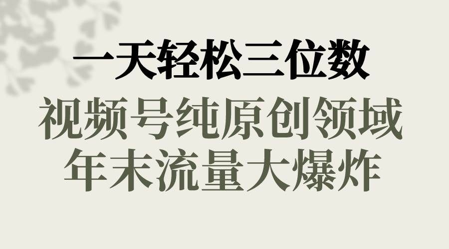 （8647期）一天轻松三位数，视频号纯原创领域，春节童子送祝福，年末流量大爆炸，瀚萌资源网-网赚网-网赚项目网-虚拟资源网-国学资源网-易学资源网-本站有全网最新网赚项目-易学课程资源-中医课程资源的在线下载网站！瀚萌资源网