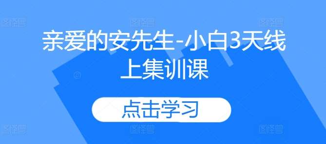 亲爱的安先生-小白3天线上集训课瀚萌资源网-网赚网-网赚项目网-虚拟资源网-国学资源网-易学资源网-本站有全网最新网赚项目-易学课程资源-中医课程资源的在线下载网站！瀚萌资源网