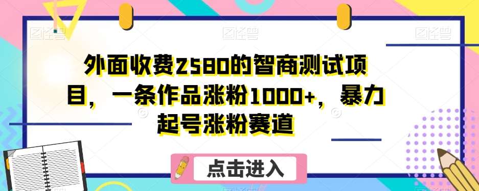 外面收费2580的智商测试项目，一条作品涨粉1000+，暴力起号涨粉赛道【揭秘】瀚萌资源网-网赚网-网赚项目网-虚拟资源网-国学资源网-易学资源网-本站有全网最新网赚项目-易学课程资源-中医课程资源的在线下载网站！瀚萌资源网