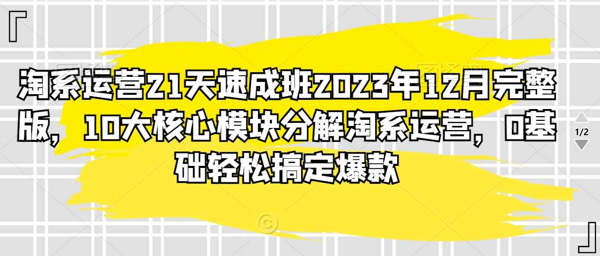 淘系运营21天速成班2023年12月完整版，10大核心模块分解淘系运营，0基础轻松搞定爆款瀚萌资源网-网赚网-网赚项目网-虚拟资源网-国学资源网-易学资源网-本站有全网最新网赚项目-易学课程资源-中医课程资源的在线下载网站！瀚萌资源网