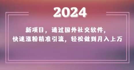 2024新项目,通过国外社交软件,快速涨粉精准引流,轻松做到月入上万【揭秘】瀚萌资源网-网赚网-网赚项目网-虚拟资源网-国学资源网-易学资源网-本站有全网最新网赚项目-易学课程资源-中医课程资源的在线下载网站!瀚萌资源网