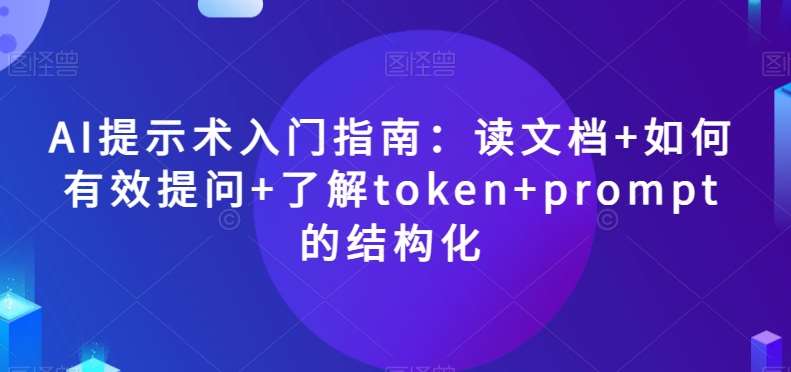 AI提示术入门指南：读文档+如何有效提问+了解token+prompt的结构化【揭秘】瀚萌资源网-网赚网-网赚项目网-虚拟资源网-国学资源网-易学资源网-本站有全网最新网赚项目-易学课程资源-中医课程资源的在线下载网站！瀚萌资源网