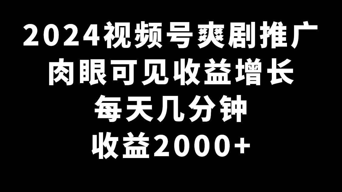 （9028期）2024视频号爽剧推广，肉眼可见的收益增长，每天几分钟收益2000+瀚萌资源网-网赚网-网赚项目网-虚拟资源网-国学资源网-易学资源网-本站有全网最新网赚项目-易学课程资源-中医课程资源的在线下载网站！瀚萌资源网