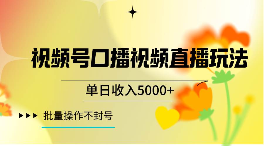 视频号口播视频直播玩法单日收入5000+，一种可以单号持续操作的玩法-瀚萌资源网-网赚网-网赚项目网-虚拟资源网-国学资源网-易学资源网-本站有全网最新网赚项目-易学课程资源-中医课程资源的在线下载网站！瀚萌资源网