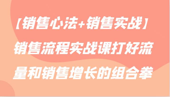 【销售心法+销售实战】销售流程实战课打好流量和销售增长的组合拳瀚萌资源网-网赚网-网赚项目网-虚拟资源网-国学资源网-易学资源网-本站有全网最新网赚项目-易学课程资源-中医课程资源的在线下载网站！瀚萌资源网