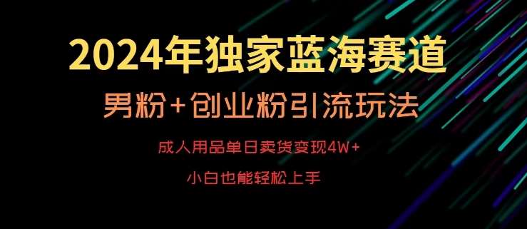2024年独家蓝海赛道,成人用品单日卖货变现4W+,男粉+创业粉引流玩法,不愁搞不到流量【揭秘】瀚萌资源网-网赚网-网赚项目网-虚拟资源网-国学资源网-易学资源网-本站有全网最新网赚项目-易学课程资源-中医课程资源的在线下载网站!瀚萌资源网