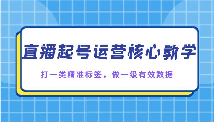 直播起号运营核心教学，打一类精准标签，做一级有效数据-瀚萌资源网-网赚网-网赚项目网-虚拟资源网-国学资源网-易学资源网-本站有全网最新网赚项目-易学课程资源-中医课程资源的在线下载网站！瀚萌资源网