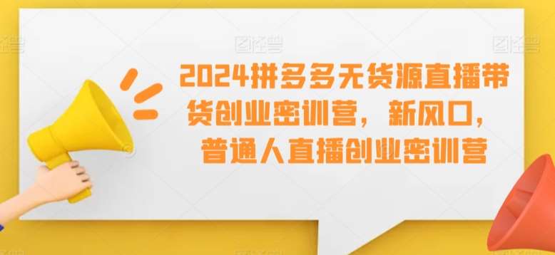 2024拼多多无货源直播带货创业密训营，新风口，普通人直播创业密训营瀚萌资源网-网赚网-网赚项目网-虚拟资源网-国学资源网-易学资源网-本站有全网最新网赚项目-易学课程资源-中医课程资源的在线下载网站！瀚萌资源网