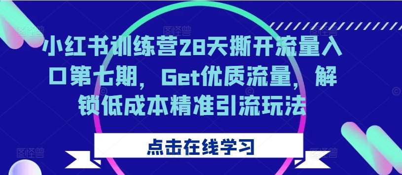 小红书训练营28天撕开流量入口第七期，Get优质流量，解锁低成本精准引流玩法瀚萌资源网-网赚网-网赚项目网-虚拟资源网-国学资源网-易学资源网-本站有全网最新网赚项目-易学课程资源-中医课程资源的在线下载网站！瀚萌资源网