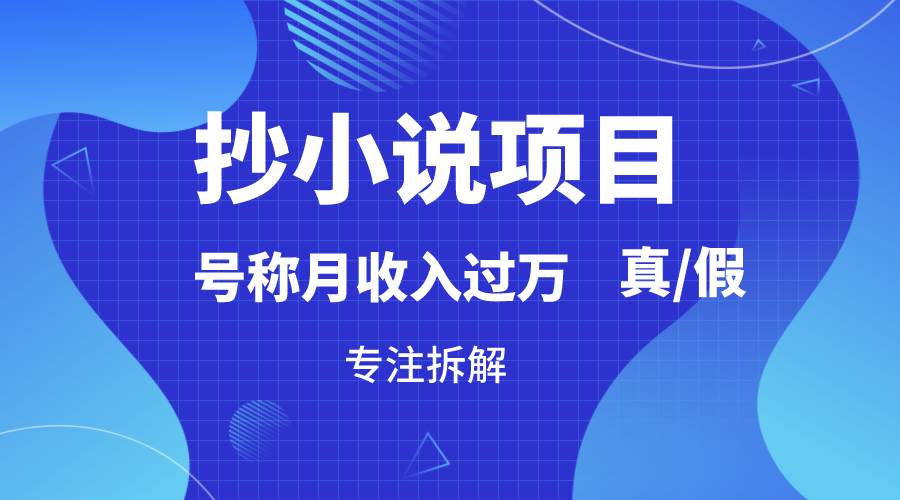 抄小说项目，号称月入过万，到底是否真实，能不能做，详细拆解瀚萌资源网-网赚网-网赚项目网-虚拟资源网-国学资源网-易学资源网-本站有全网最新网赚项目-易学课程资源-中医课程资源的在线下载网站！瀚萌资源网