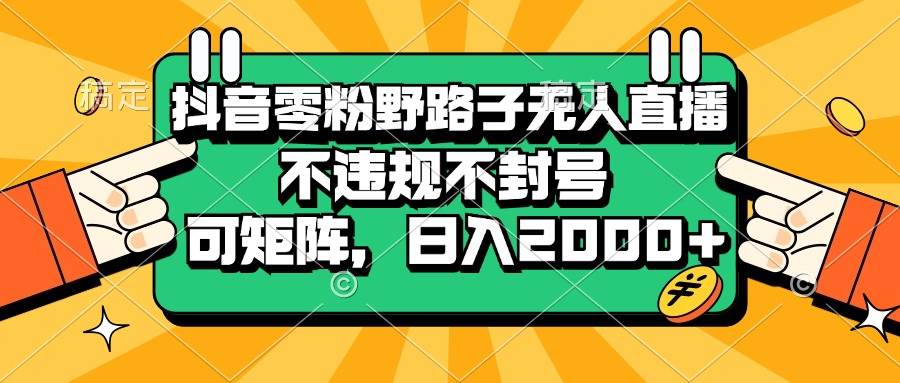 （13336期）抖音零粉野路子无人直播，不违规不封号，可矩阵，日入2000+-瀚萌资源网