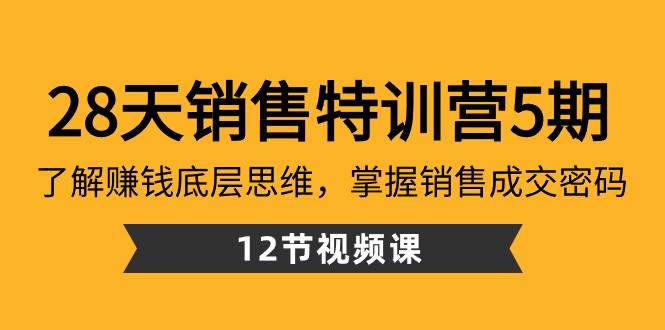 28天销售特训营5期：了解赚钱底层思维，掌握销售成交密码（12节课）瀚萌资源网-网赚网-网赚项目网-虚拟资源网-国学资源网-易学资源网-本站有全网最新网赚项目-易学课程资源-中医课程资源的在线下载网站！瀚萌资源网