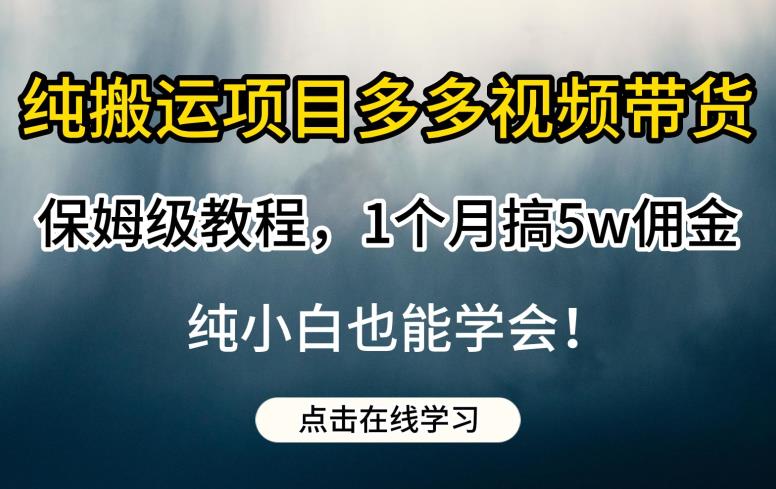 纯搬运项目多多视频带货保姆级教程，1个月搞5w佣金，纯小白也能学会【揭秘】瀚萌资源网-网赚-网赚项目网-虚拟资源-国学资源网-易学资源网-本站有全网最新网赚项目-易学课程资源-中医课程资源的在线下载网站！瀚萌资源网