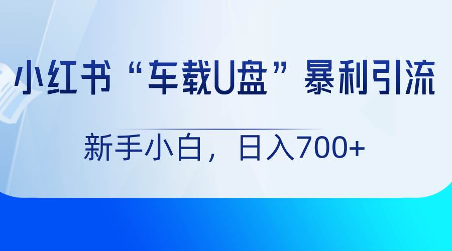 小红书“车载U盘”项目，暴利引流，新手小白轻松日入700+瀚萌资源网-网赚网-网赚项目网-虚拟资源网-国学资源网-易学资源网-本站有全网最新网赚项目-易学课程资源-中医课程资源的在线下载网站！瀚萌资源网