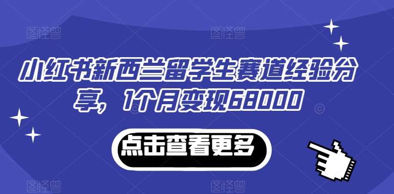 小红书新西兰留学生赛道经验分享，1个月变现68000【揭秘】瀚萌资源网-网赚网-网赚项目网-虚拟资源网-国学资源网-易学资源网-本站有全网最新网赚项目-易学课程资源-中医课程资源的在线下载网站！瀚萌资源网