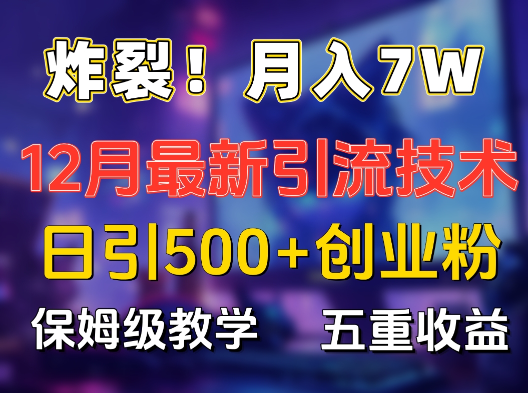 炸裂！月入7W+揭秘12月最新日引流500+精准创业粉，多重收益保姆级教学瀚萌资源网-网赚网-网赚项目网-虚拟资源网-国学资源网-易学资源网-本站有全网最新网赚项目-易学课程资源-中医课程资源的在线下载网站！瀚萌资源网