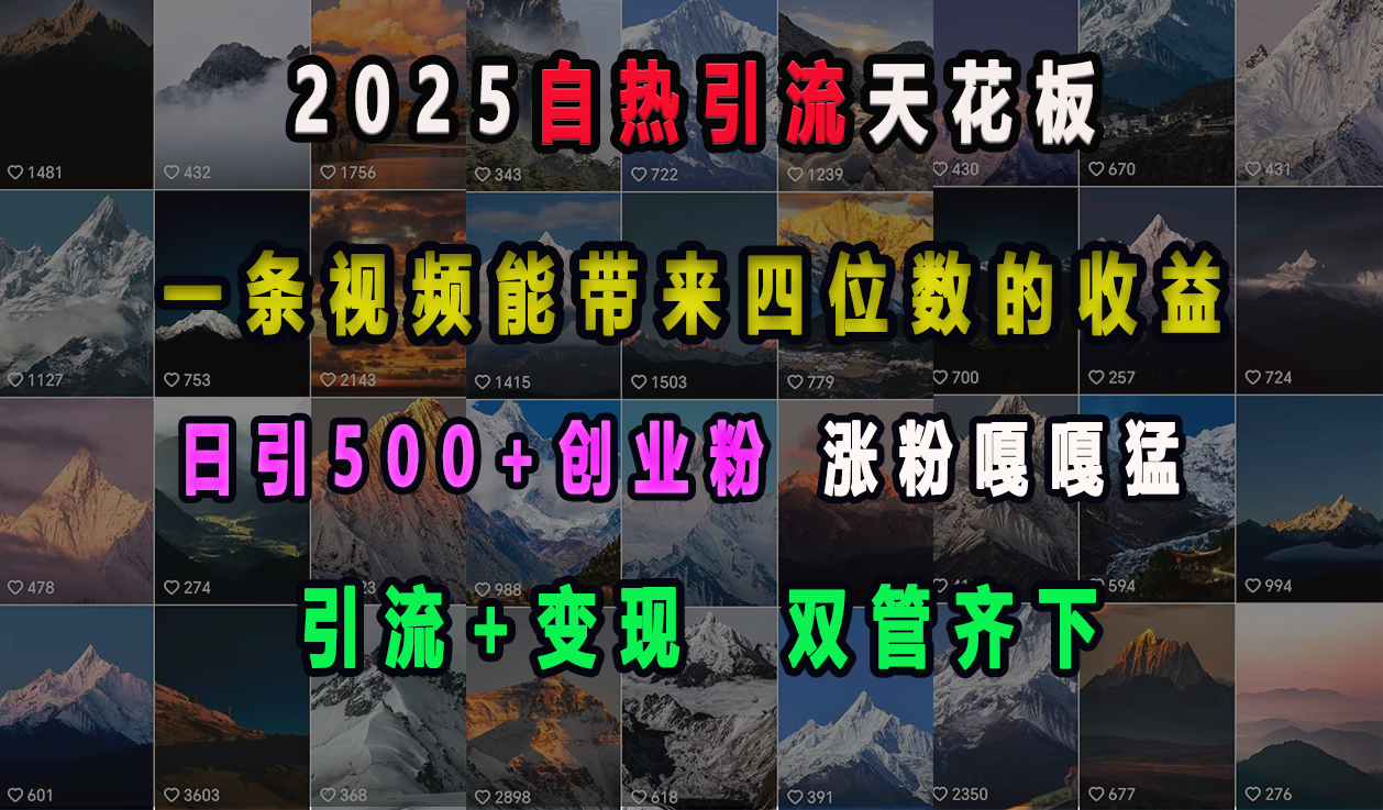2025自热引流天花板，一条视频能带来四位数的收益，引流+变现双管齐下，日引500+创业粉，涨粉嘎嘎猛瀚萌资源网-网赚网-网赚项目网-虚拟资源网-国学资源网-易学资源网-本站有全网最新网赚项目-易学课程资源-中医课程资源的在线下载网站！瀚萌资源网