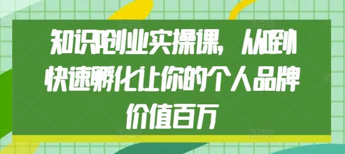 知识IP创业实操课，从0到1快速孵化让你的个人品牌价值百万瀚萌资源网-网赚网-网赚项目网-虚拟资源网-国学资源网-易学资源网-本站有全网最新网赚项目-易学课程资源-中医课程资源的在线下载网站！瀚萌资源网