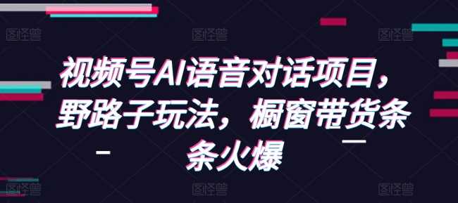 视频号AI语音对话项目，野路子玩法，橱窗带货条条火爆瀚萌资源网-网赚网-网赚项目网-虚拟资源网-国学资源网-易学资源网-本站有全网最新网赚项目-易学课程资源-中医课程资源的在线下载网站！瀚萌资源网