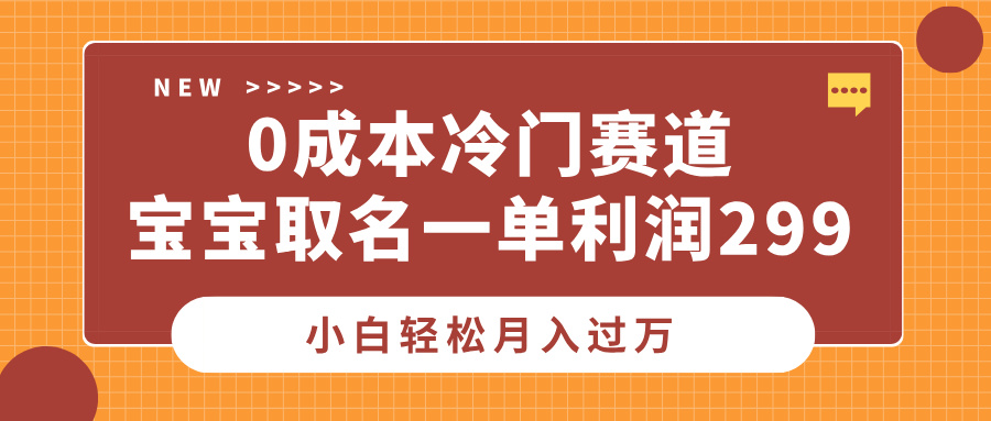 0成本冷门赛道，宝宝取名一单利润299，小白轻松月入过万瀚萌资源网-网赚网-网赚项目网-虚拟资源网-国学资源网-易学资源网-本站有全网最新网赚项目-易学课程资源-中医课程资源的在线下载网站！瀚萌资源网