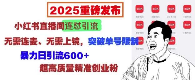 2025重磅发布：小红书直播间连怼引流，无需连麦、无需上镜，突破单号限制，暴力日引流600+瀚萌资源网-网赚网-网赚项目网-虚拟资源网-国学资源网-易学资源网-本站有全网最新网赚项目-易学课程资源-中医课程资源的在线下载网站！瀚萌资源网