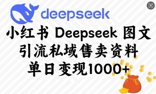 小红书Deepseek图文引流私域售卖资料，单日变现多张瀚萌资源网-网赚网-网赚项目网-虚拟资源网-国学资源网-易学资源网-本站有全网最新网赚项目-易学课程资源-中医课程资源的在线下载网站！瀚萌资源网