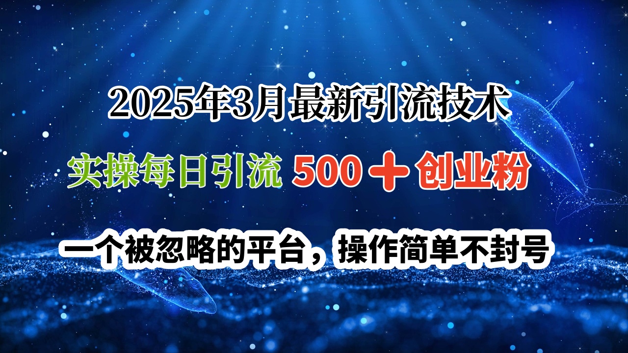 2025年3月最新引流技术，实操每日引流500➕创业粉，一个被忽略的平台，操作简单不封号瀚萌资源网-网赚网-网赚项目网-虚拟资源网-国学资源网-易学资源网-本站有全网最新网赚项目-易学课程资源-中医课程资源的在线下载网站！瀚萌资源网