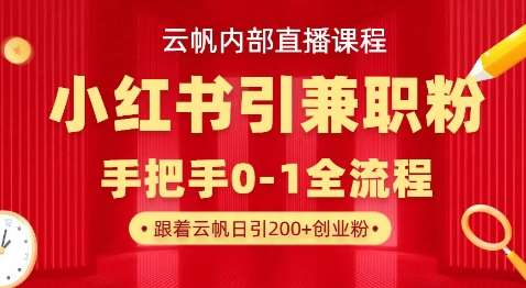 云帆内部直播课，小红书引流兼职粉教程，日引500+月变现过W瀚萌资源网-网赚网-网赚项目网-虚拟资源网-国学资源网-易学资源网-本站有全网最新网赚项目-易学课程资源-中医课程资源的在线下载网站！瀚萌资源网