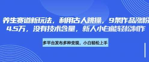 养生赛道新玩法，利用古人跳操，9条作品涨粉4.5W，没有技术含量，新人小白能轻松制作瀚萌资源网-网赚网-网赚项目网-虚拟资源网-国学资源网-易学资源网-本站有全网最新网赚项目-易学课程资源-中医课程资源的在线下载网站！瀚萌资源网