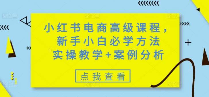 小红书电商高级课程，新手小白必学方法，实操教学+案例分析瀚萌资源网-网赚网-网赚项目网-虚拟资源网-国学资源网-易学资源网-本站有全网最新网赚项目-易学课程资源-中医课程资源的在线下载网站！瀚萌资源网